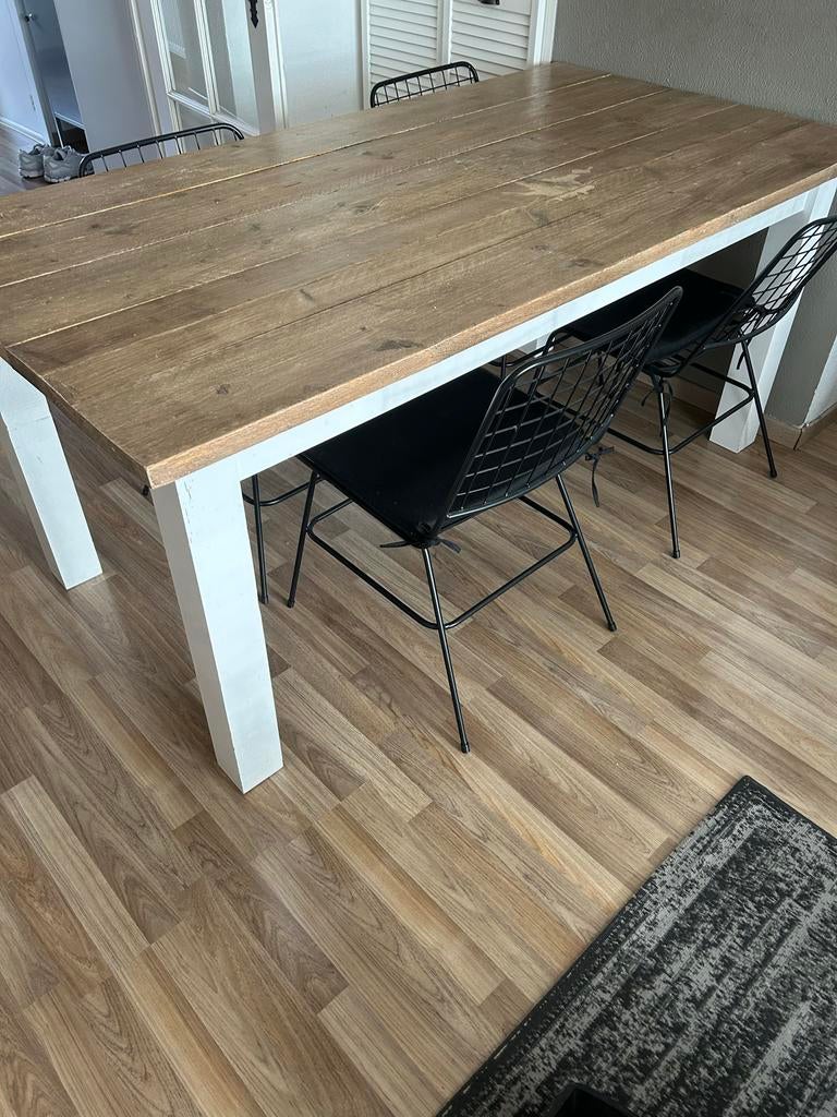 Robuuste eettafel van steigerhout - 185x97 cm, Gebruikt, Vijf personen of meer, 150 tot 200 cm, Rechthoekig