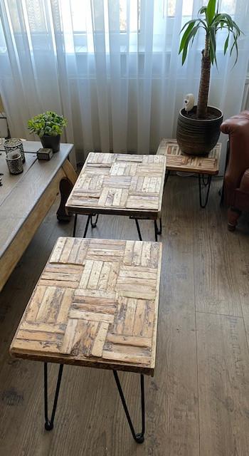 Bistro krukjes/tafeltjes en Planten standaard Hout (3 Delig), Ophalen of Verzenden, Hout