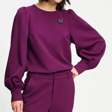 Pom Amsterdam combi top/broek lila plum wine, Kostuum of Pak, Paars, Maat 42/44 (L), Nieuw