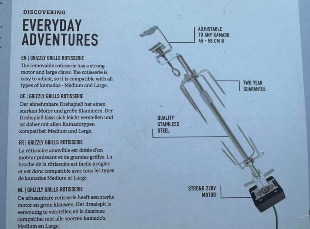 Grizzly Grills Kamado Rotisserie - Nieuw in doos, Ophalen of Verzenden, Nieuw
