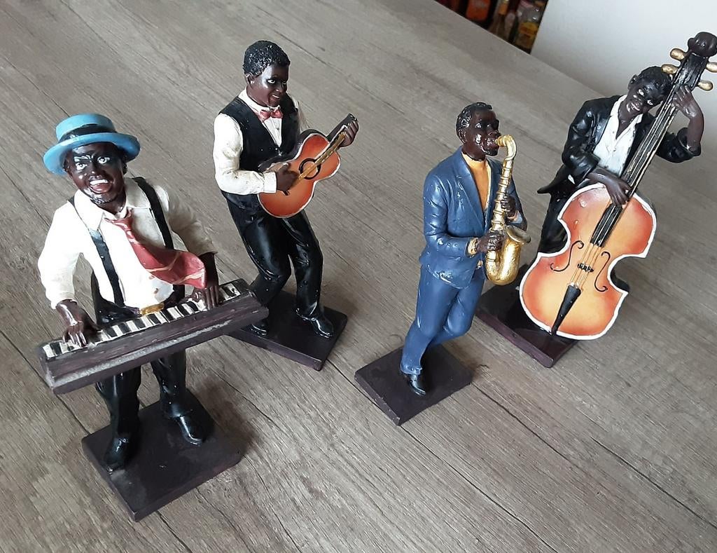 Beeldjes Jazzband Muzikanten - Set van 4, Verzamelen, Beelden en Beeldjes, Ophalen of Verzenden, Zo goed als nieuw