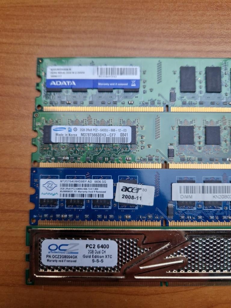 4x 2GB PC2 Geheugen - Totaal 8GB, Computers en Software, RAM geheugen, Ophalen, DDR3, Desktop