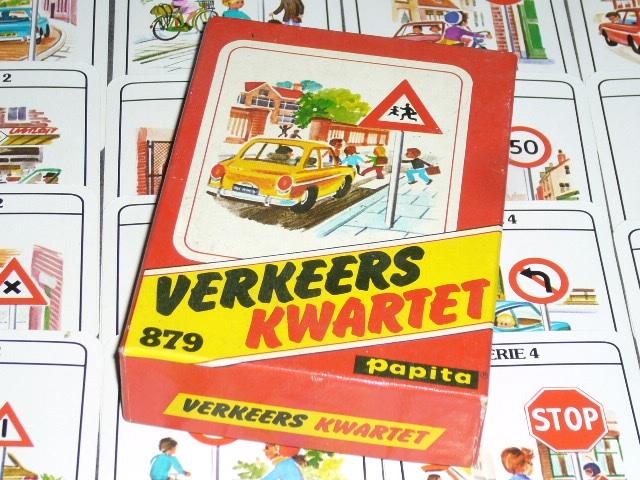 Papita Verkeers Kwartet Nr.879 Compleet, Verzamelen, Speelkaarten, Jokers en Kwartetten, Ophalen, Zo goed als nieuw, Kwartet(ten)