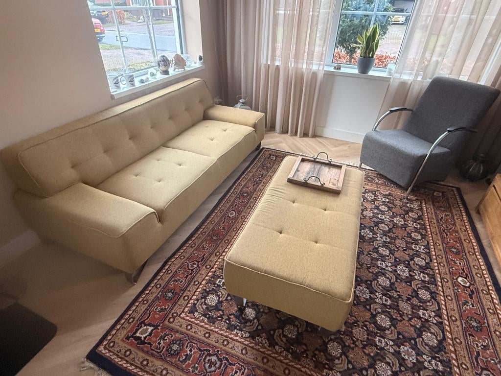 Xooon Oslo Bankstel + poef, Ophalen, Tweepersoons, 75 tot 100 cm, Zo goed als nieuw