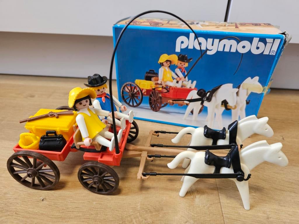 Playmobil 3587 western boerenkar, koets - vintage met doos, Ophalen of Verzenden, Zo goed als nieuw, Complete set