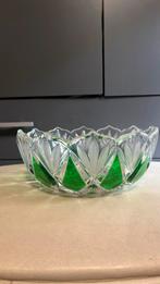 Decoratieve glazen schaal met groen accent, Ophalen of Verzenden