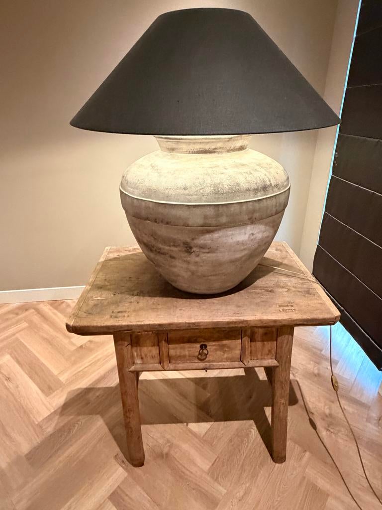 Sidetable met lamp, 100 tot 150 cm, Ophalen of Verzenden, Overige houtsoorten, Landelijk