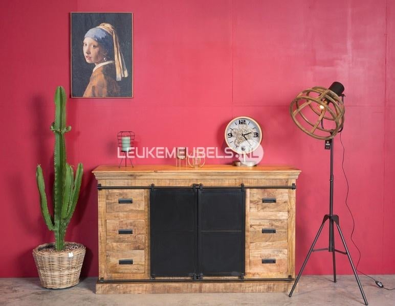 Mangohouten dressoir Emma, leverbaar in meerdere maten., Overige houtsoorten, Met deur(en), 150 tot 200 cm, Nieuw