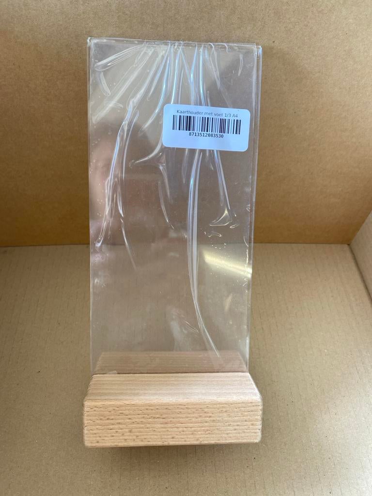 10 x Kaarthouder met houten voet voor 1/3 A4 formaat, Ophalen of Verzenden, Onbekend, Onbekend, Onbekend