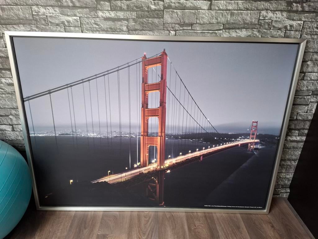 Golden Gate Bridge foto in lijst, Huis en Inrichting, Woonaccessoires | Schilderijen, Tekeningen en Foto's, Ophalen, Foto of Poster