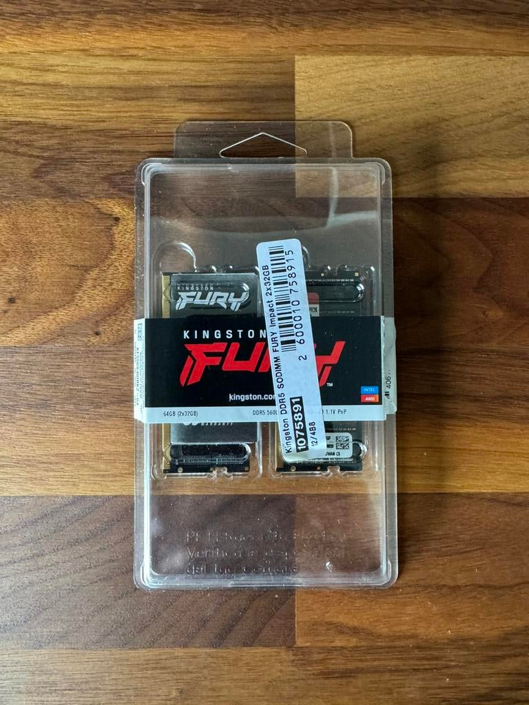 Kingston Fury Impact 64gb ddr5 SODIMM kit, Ophalen, Zo goed als nieuw, DDR5, 64 GB
