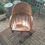 Brocante Landelijke Bureaustoel met Rotan Rugleuning, Ophalen