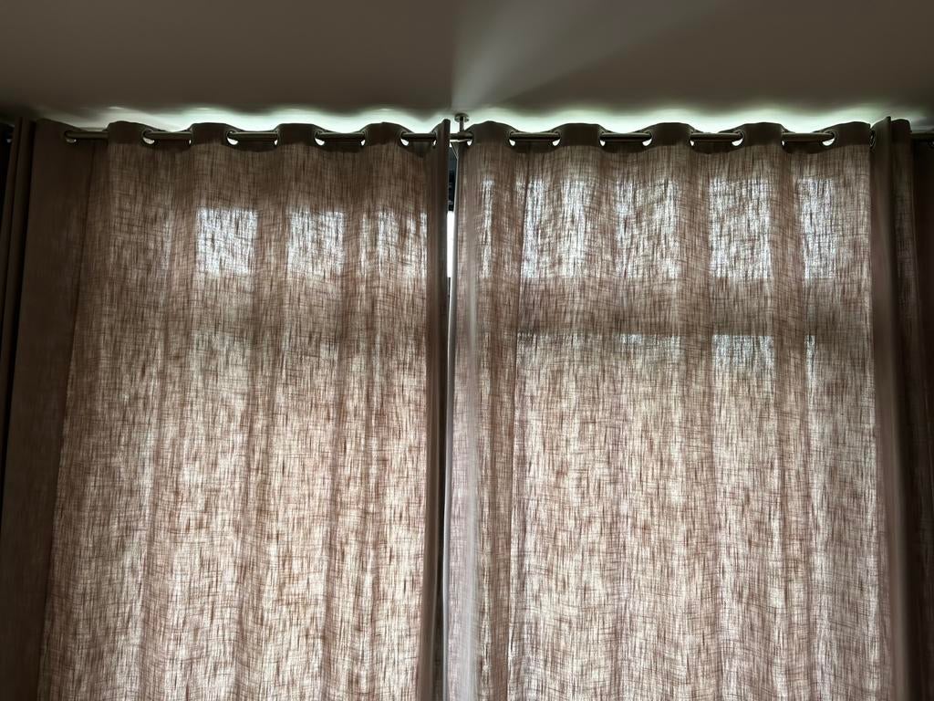 Luxe gordijnen, geweven, beige/lichtgrijs, 200 cm of meer, Grijs, Luxe, Ophalen of Verzenden