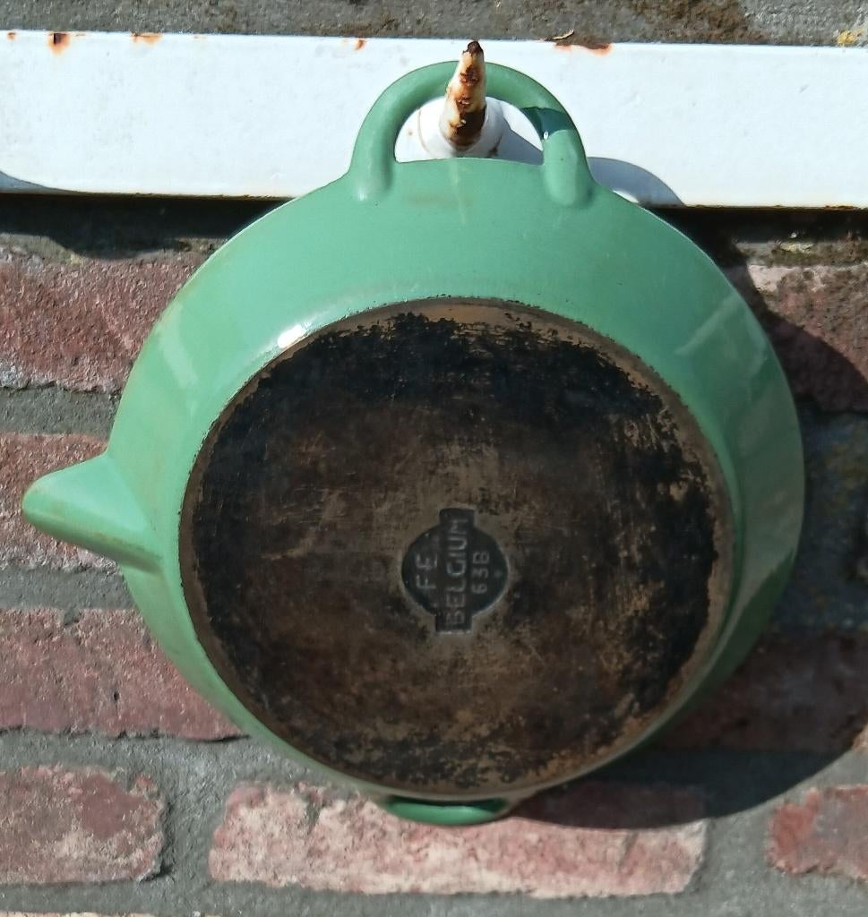 FE BELGIUM vintage gietijzer ovenschaal spekpan 23,5cm (G339, Kookpan of Snelkookpan, Gebruikt, Gietijzer, Ophalen of Verzenden