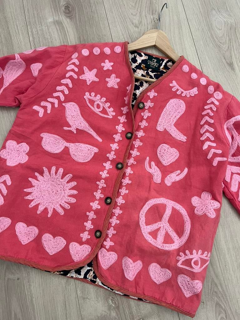 Tout Vintage jasje one size panter, Ophalen of Verzenden, Nieuw, Maat 36 (S), Roze