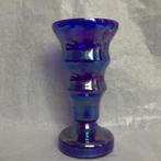 Kobalt blauw vaas - Irisé glas - 21.5 cm hoog - izgst, Ophalen of Verzenden