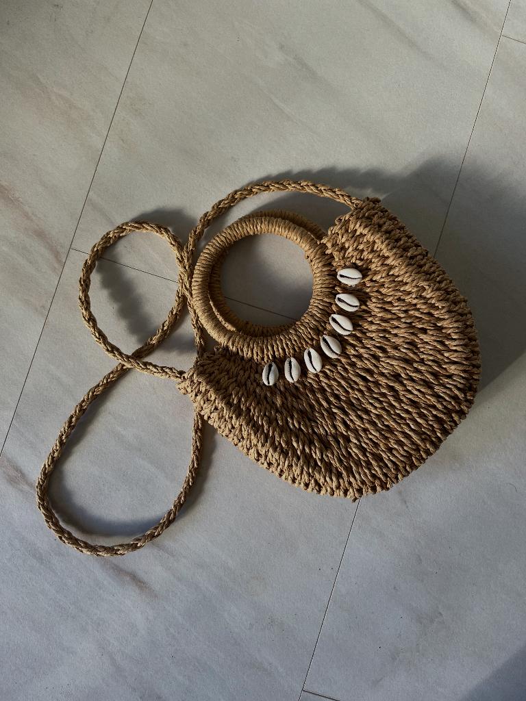 Boho strand tasje, Ophalen of Verzenden, Zo goed als nieuw, Beige, Schoudertasje