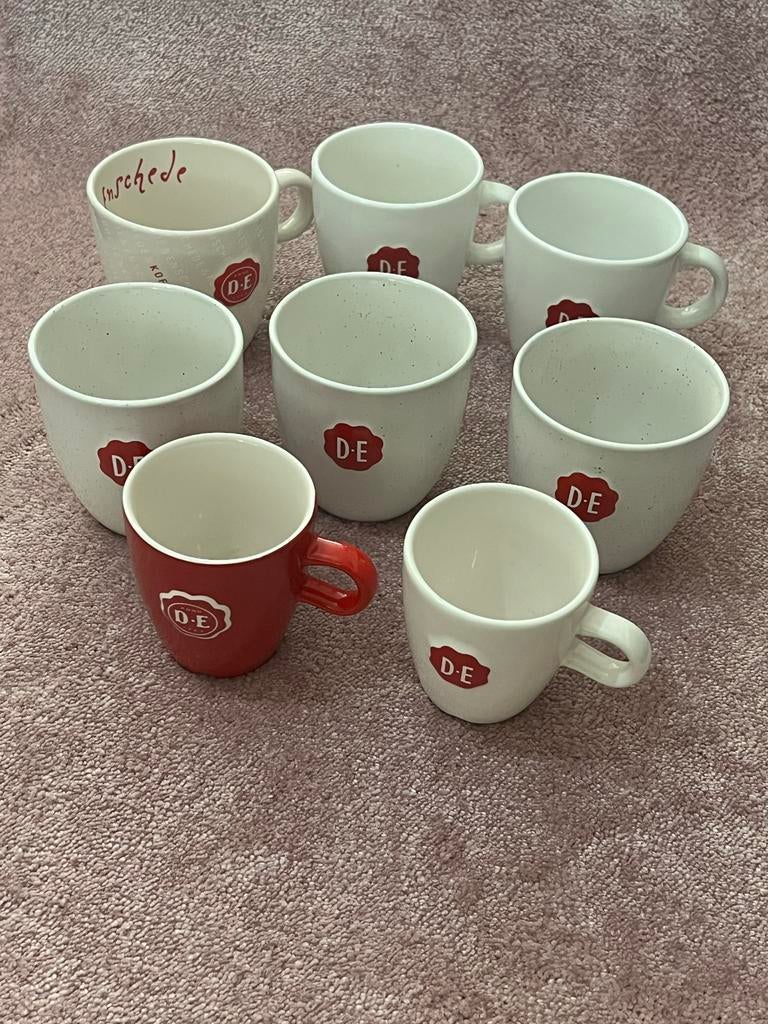 Douwe Egberts Koffie/Thee Mokken -8 stuks, Gebruikt, Keramiek, Ophalen of Verzenden, Overige stijlen