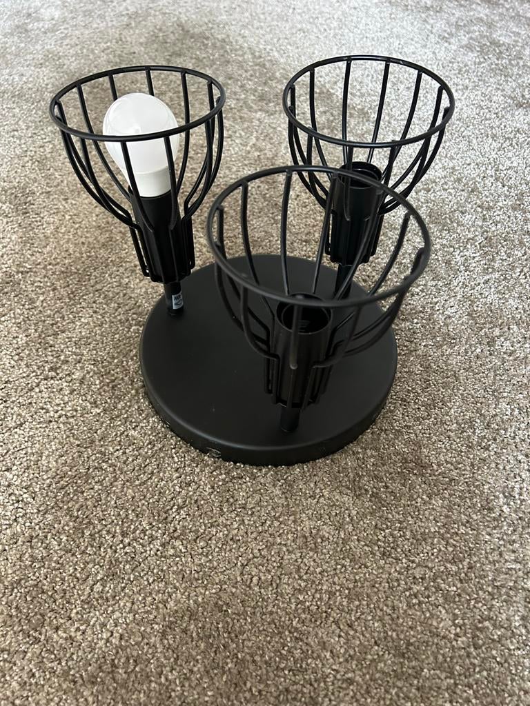 Zwarte metalen plafondlamp met 3 spots - Industrieel design, Ophalen, Zo goed als nieuw, Metaal
