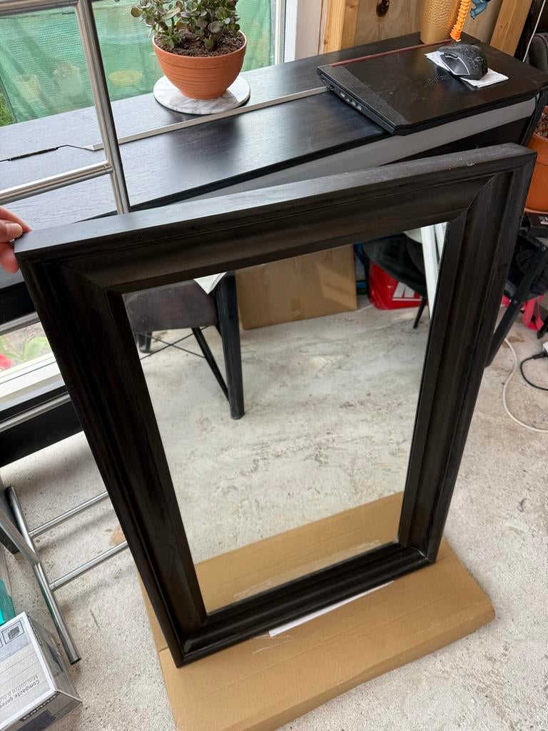 IKEA HEMNES spiegel zwart, Huis en Inrichting, Woonaccessoires | Spiegels, Ophalen, Gebruikt, Minder dan 100 cm, Rechthoekig