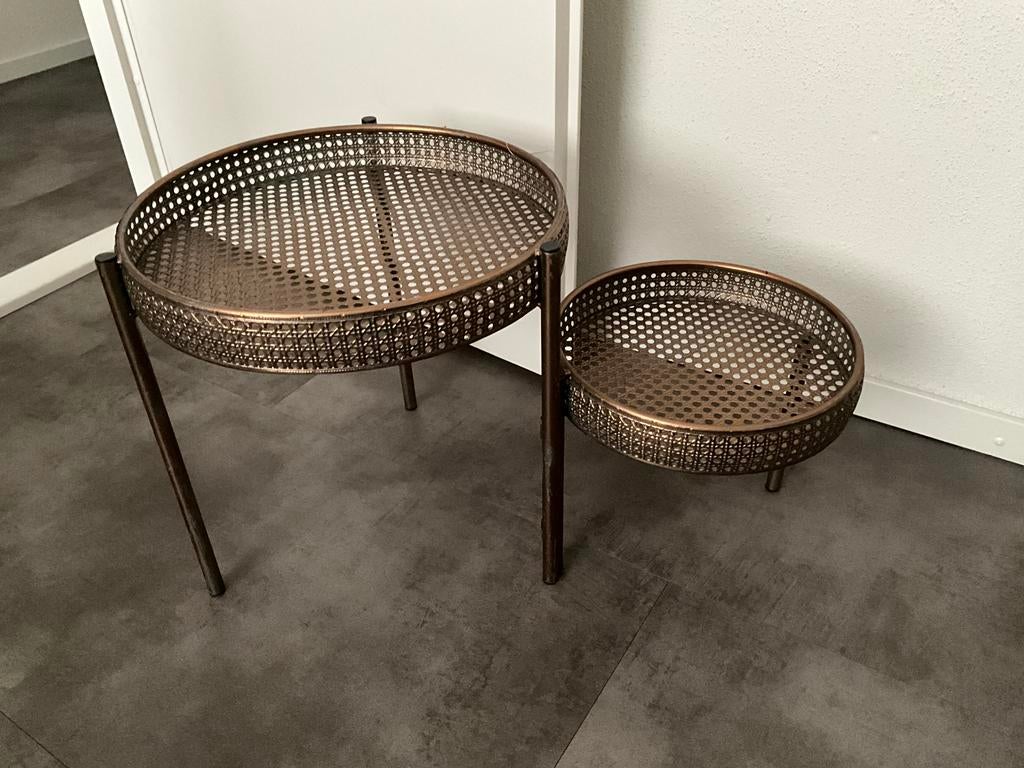 Bijzettafel brons gekleurd, Huis en Inrichting, Tafels | Bijzettafels, Minder dan 45 cm, Minder dan 55 cm, Metaal of Aluminium
