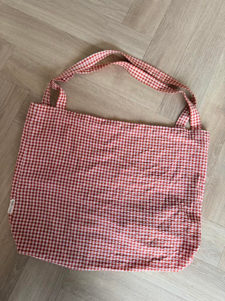 Studio Noos Shopper Tas Rood/Wit Geblokt, Sieraden, Tassen en Uiterlijk, Tassen | Damestassen, Ophalen of Verzenden, Zo goed als nieuw