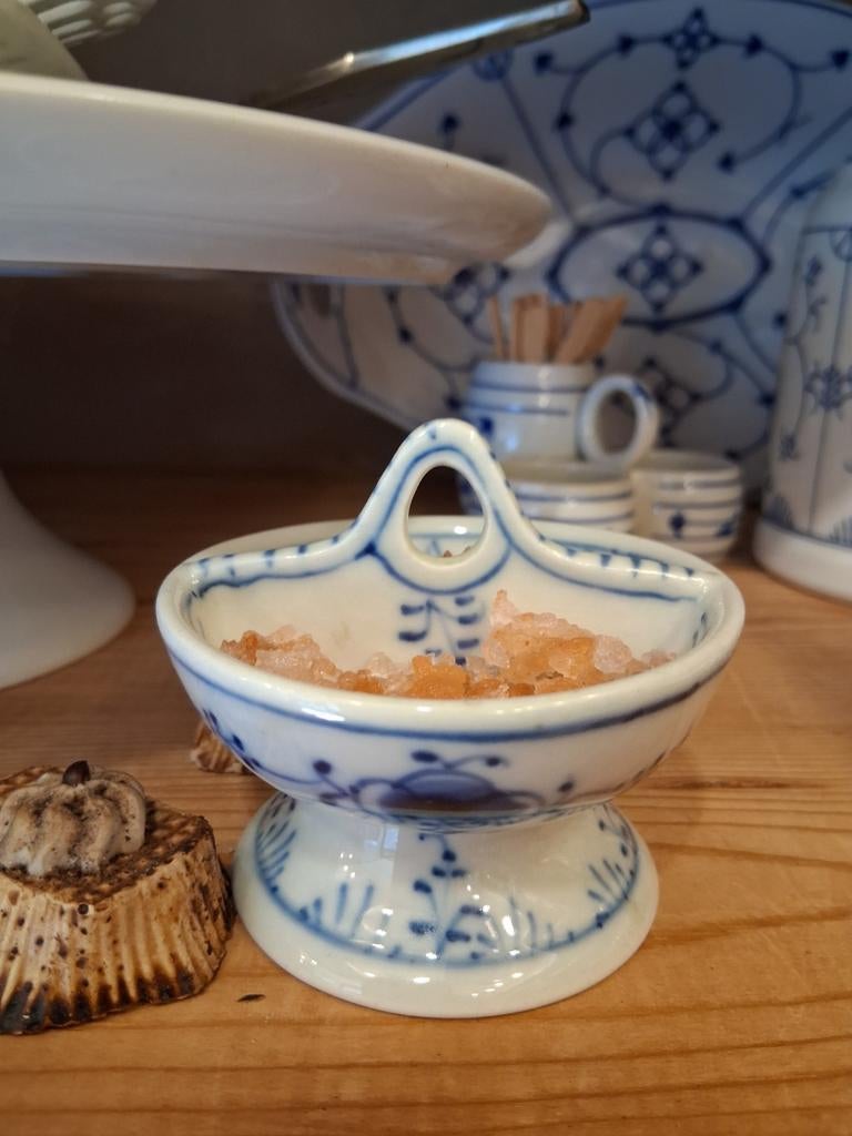 Antiek speciaal zoutvaatje blauw saks, Ophalen of Verzenden