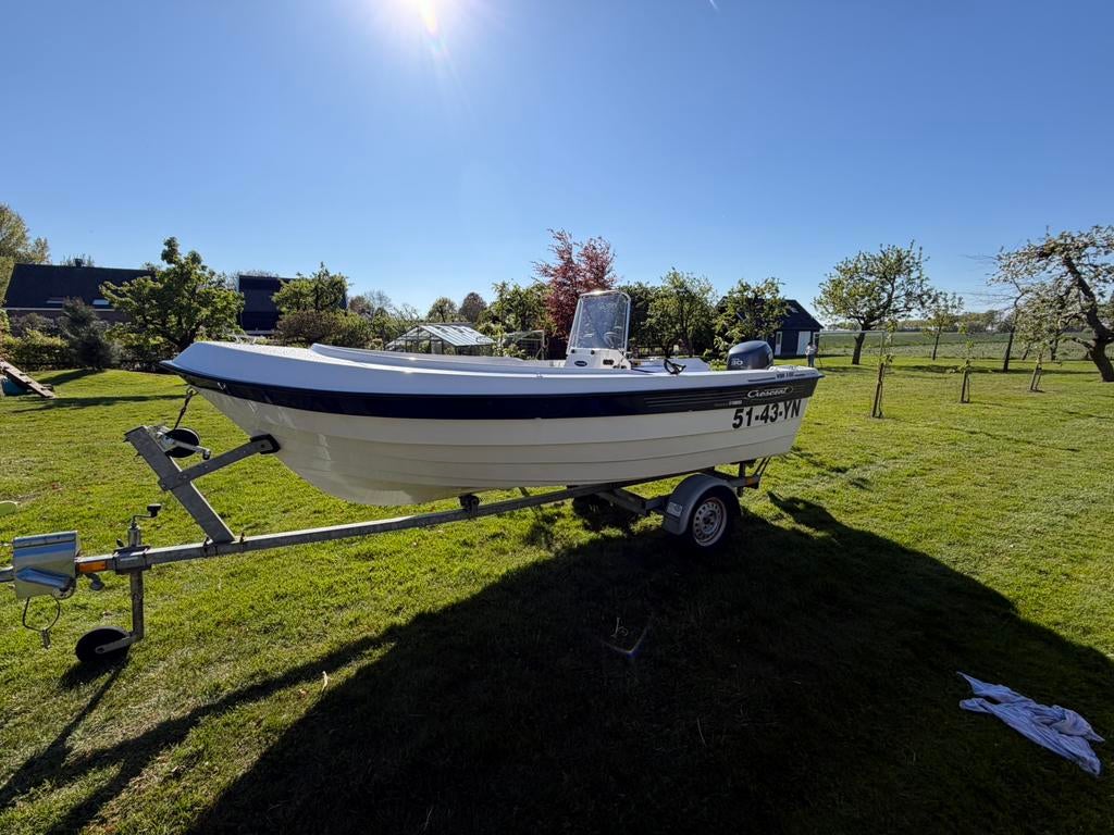 Nette crescent by Yamaha vis/gezins consoleboot, Ophalen of Verzenden, Zo goed als nieuw, 3 tot 6 meter, Buitenboordmotor