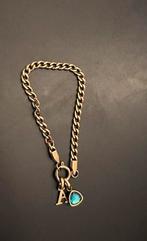 Ductt letter- en geboortesteenarmband goud kleur, Ophalen of Verzenden, Zo goed als nieuw, Staal