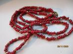 ketting donker rode kralen 86 cm. lang. 38gram., Ophalen of Verzenden, Gebruikt, Rood, Overige materialen