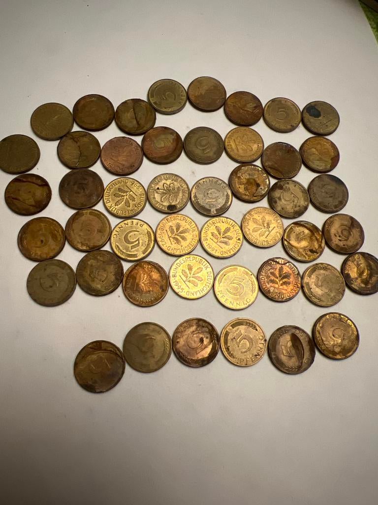 46x 5 Duitse Pfennig munten - Diverse jaren, Postzegels en Munten, Munten | Europa | Niet-Euromunten, Ophalen, Duitsland, Setje
