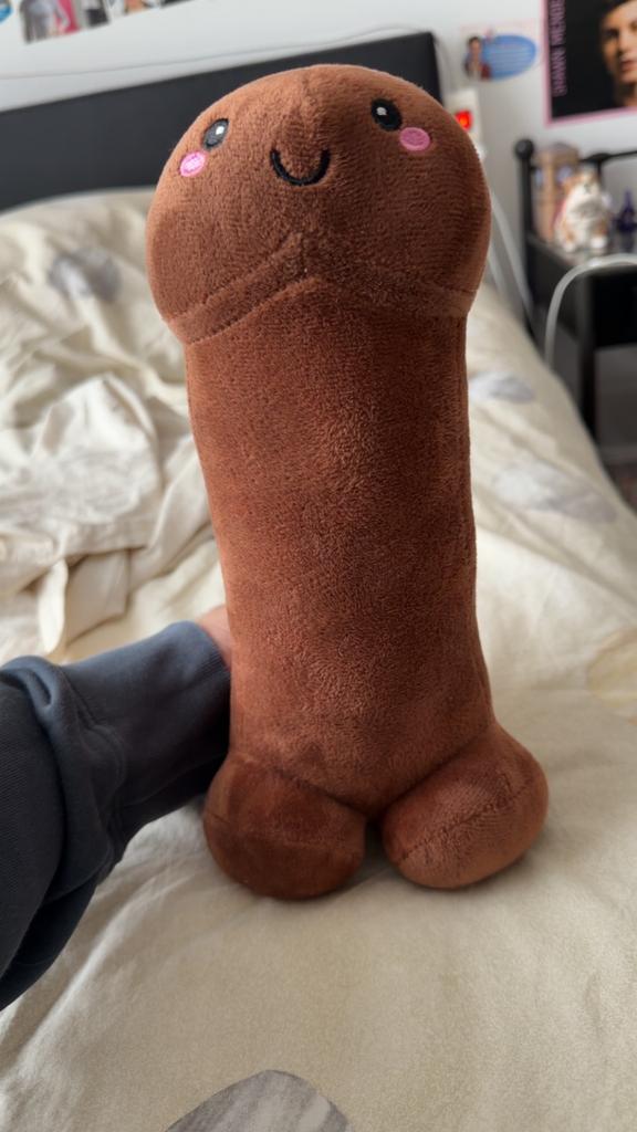 Bruine piemel knuffel, Ophalen of Verzenden, Zo goed als nieuw, Middelgroot (20 tot 80 cm), Wasbaar