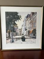 Ingelijste aquarel van V. Dartel '80 - Stadsgezicht, Antiek en Kunst, Ophalen