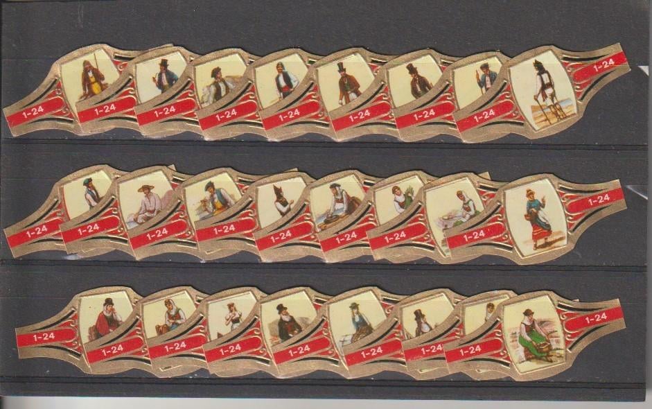 reeks  914  costumes  1-24      sigarenbanden, Verzamelen, Rookartikelen, Aanstekers en Luciferdoosjes, Ophalen of Verzenden, Zo goed als nieuw
