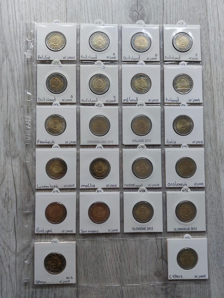 Uncirculated 2 euromunten 10 jaar euro, Ophalen of Verzenden, Overige landen, 2 euro, Setje