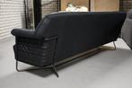 Gave bank eetkamerbank RAZ Jess Design metaal leer zwart, Huis en Inrichting, Fauteuils, Ophalen, Zo goed als nieuw, Leer, 75 tot 100 cm