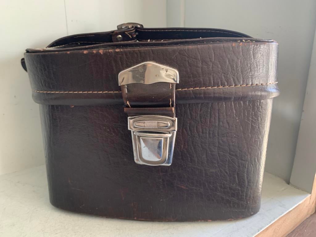 Vintage Leren Koffer/Opbergdoos - Bruin, Ophalen of Verzenden, Gebruikt, Overige typen, Overige merken