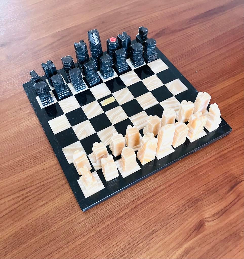 Prachtig vintage Marmeren schaakbord uit Mexico, Een of twee spelers, Ophalen, Zo goed als nieuw