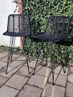 2 Rotan Bar Krukken voor Buiten - Zwart, Huis en Inrichting, Barkrukken, Gebruikt, 60 tot 90 cm, Ophalen of Verzenden, Riet