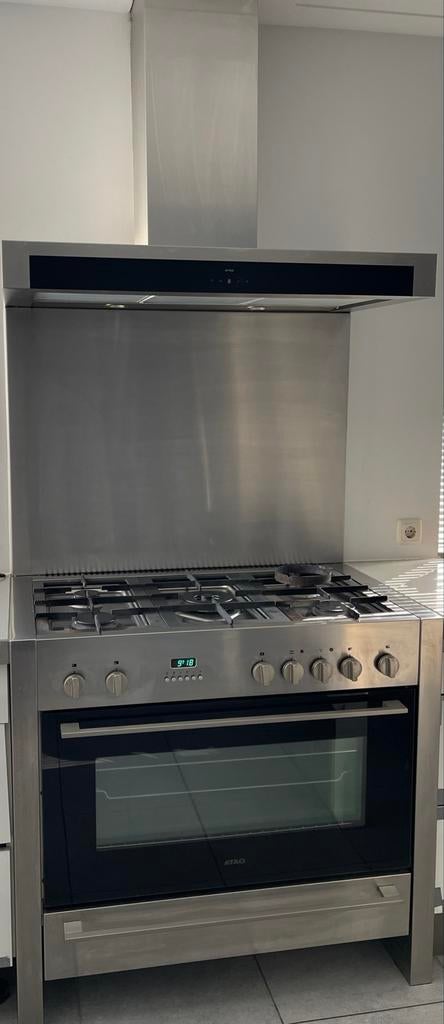 ATAG FG1011L Gas-Elektrisch Fornuis RVS 100cm met Wokbrander, Ophalen, Gebruikt, 60 cm of meer, Grill