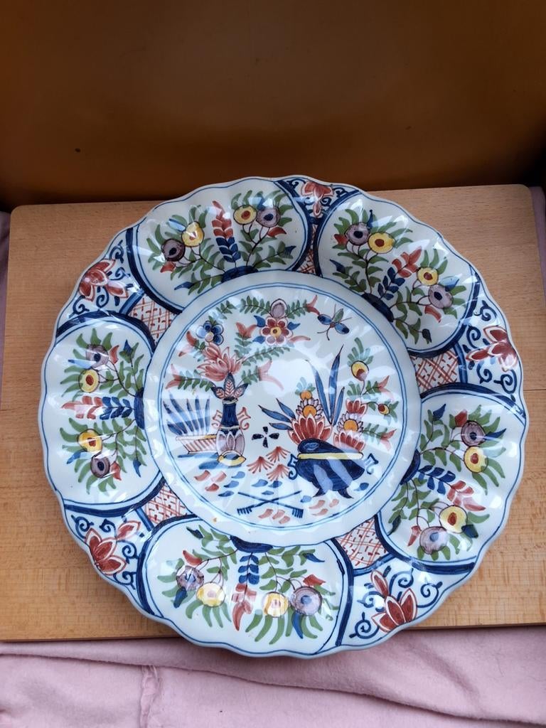 Antiek Makkum Tichelaar  Blauw Schotel plooi Bord nr 349, Antiek en Kunst, Ophalen of Verzenden