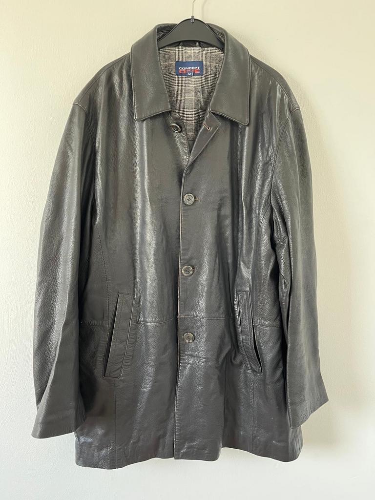 Heren Leren Jas - CONCEPT ONE - Maat 54, Ophalen of Verzenden, Zo goed als nieuw, Maat 52/54 (L), Zwart