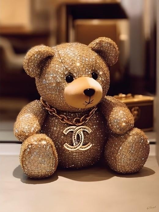 Glasschilderij Ter Halle: Channel Teddybeer, Nieuw, Ophalen of Verzenden, Schilderij, 75 cm of meer