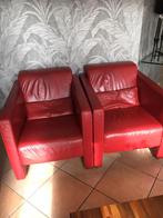2 leuke rode fauteuils - zitten nog prima!, Ophalen, Gebruikt, 75 tot 100 cm, Leer