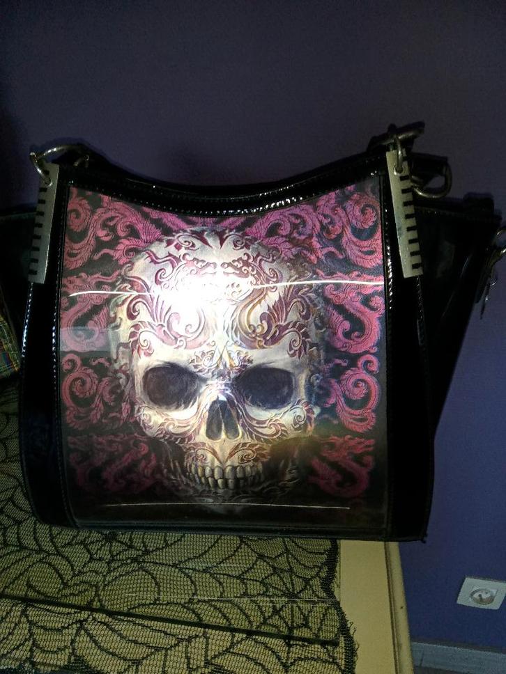 Mooie gothic handtas, Sieraden, Tassen en Uiterlijk, Tassen | Damestassen, Zo goed als nieuw, Handtas, Zwart, Ophalen of Verzenden