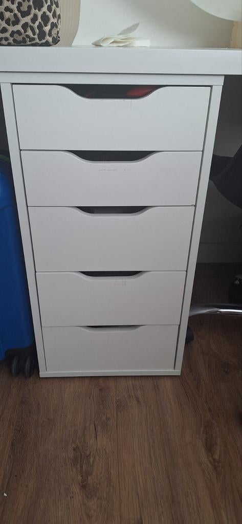 IKEA Alex ladeblok met 5 laden - Wit 2x, Huis en Inrichting, Ophalen, Overige materialen, Minder dan 50 cm, Gebruikt