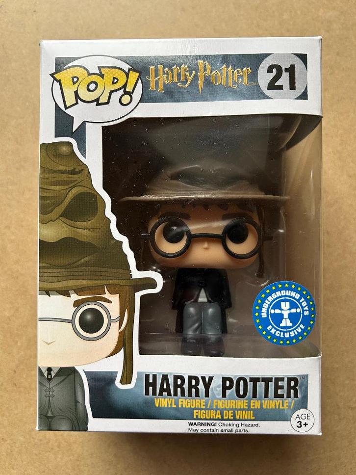 Funko Pop! Harry Potter Nr. 21 Harry Potter w/sorting hat, Verzamelen, Harry Potter, Zo goed als nieuw, Beeldje of Buste, Verzenden