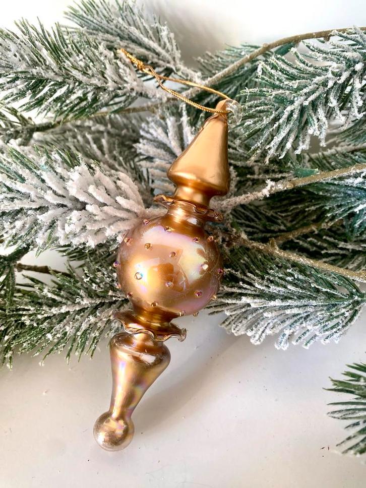 Glazen kerstbal brons , koper pegel, Diversen, Kerst, Ophalen of Verzenden