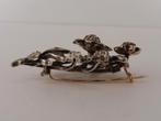Gouden broche met in zilver gezette roosdiamanten        G80, Sieraden, Tassen en Uiterlijk, Broches, Brons, 4 tot 7 cm, Gebruikt