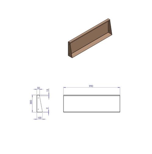 Keerwand cortenstaal 50x300x100x2 L=990mm, Tuin en Terras, Bielzen en Borders, Nieuw, Overige typen, Overige materialen, 25 tot 50 cm